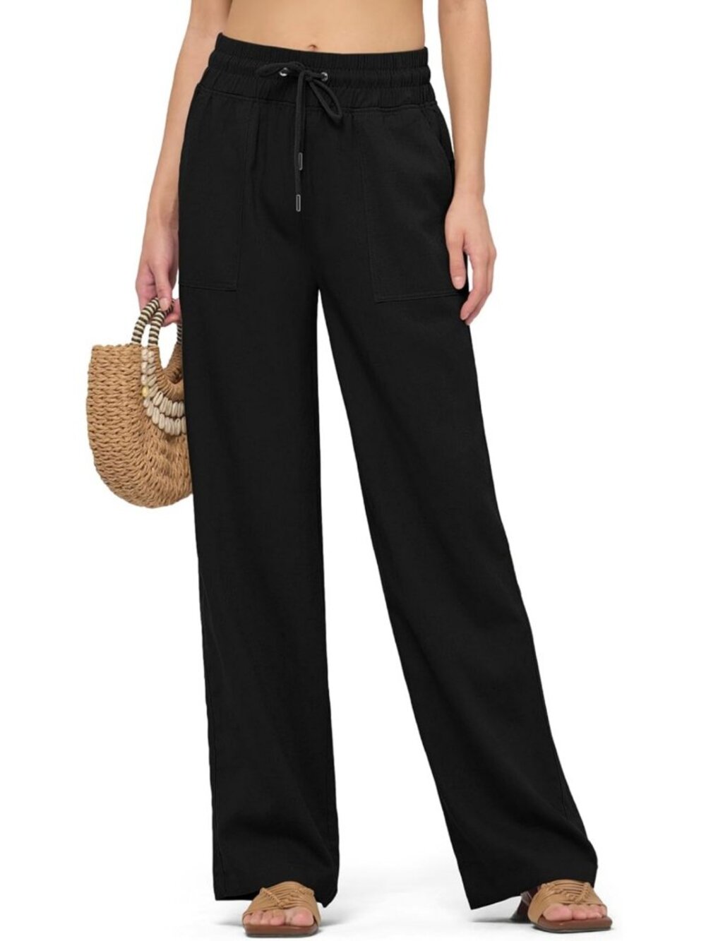 Linen Wide Leg Palazzo Pants for Women - Versatile Trousers in 29"/31"/33" Sizes